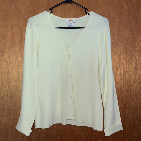 •TALBOTS•LIGHT YELLOW CARDIGAN BUTTON UP SWEATER SIZE PETITE LARGE - Picture 7 of 7